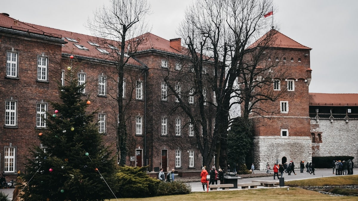 person walking near the brown building